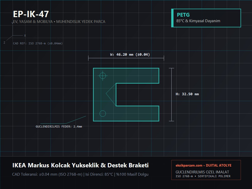 IKEA Markus / Järvfjället Kolçak Yükseklik & Destek Braketi (Çift)